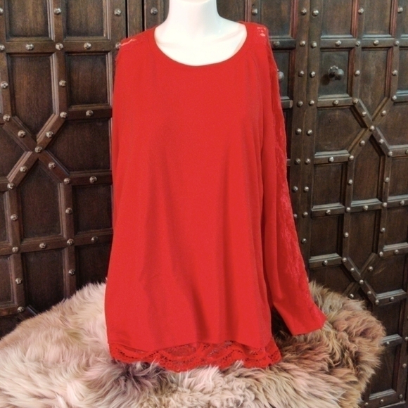 𝅺Holiday must! Cuddle up in this super soft peekaboo lace♥️ sweater. - Picture 3 of 3